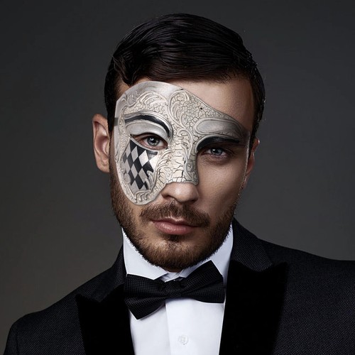 Men's Masquerade Ball Mask Venetian Phantom of the Opera Costume Half Face Mask - Picture 6 of 12