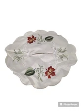 Embroidered Tissue Box Cover Fabric Fall Leaves White For Rectangular Box
