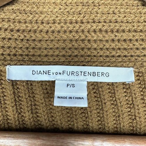 DVF Diane Von Furstenburg Brooke Camel Brown Wool Cardigan Sweater Size P/S - Picture 4 of 11
