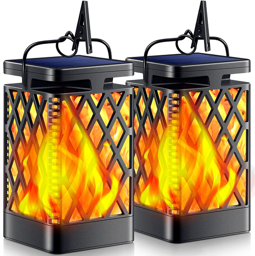 Solar Lights Outdoor Flickering Flame Solar Lantern Outdoor Hanging Lanterns Dec - Picture 11 of 12