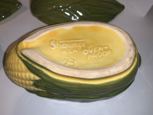 Vintage SHAWNEE # 73 CORN KING piatto casseruola a forma di mais coperto singolo - Foto 9 di 9