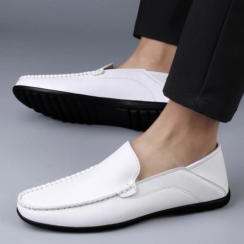 Leder Freizeit Herren Slipper Halbschuhe Schuhe Weich Flach Mokassins Schuhe Übergröße - Bild 10 von 22