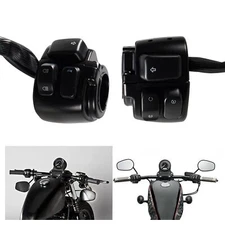 1" Motorcycle Handlebar Control Switches w/ Wiring Harness Kit For Harley Black 