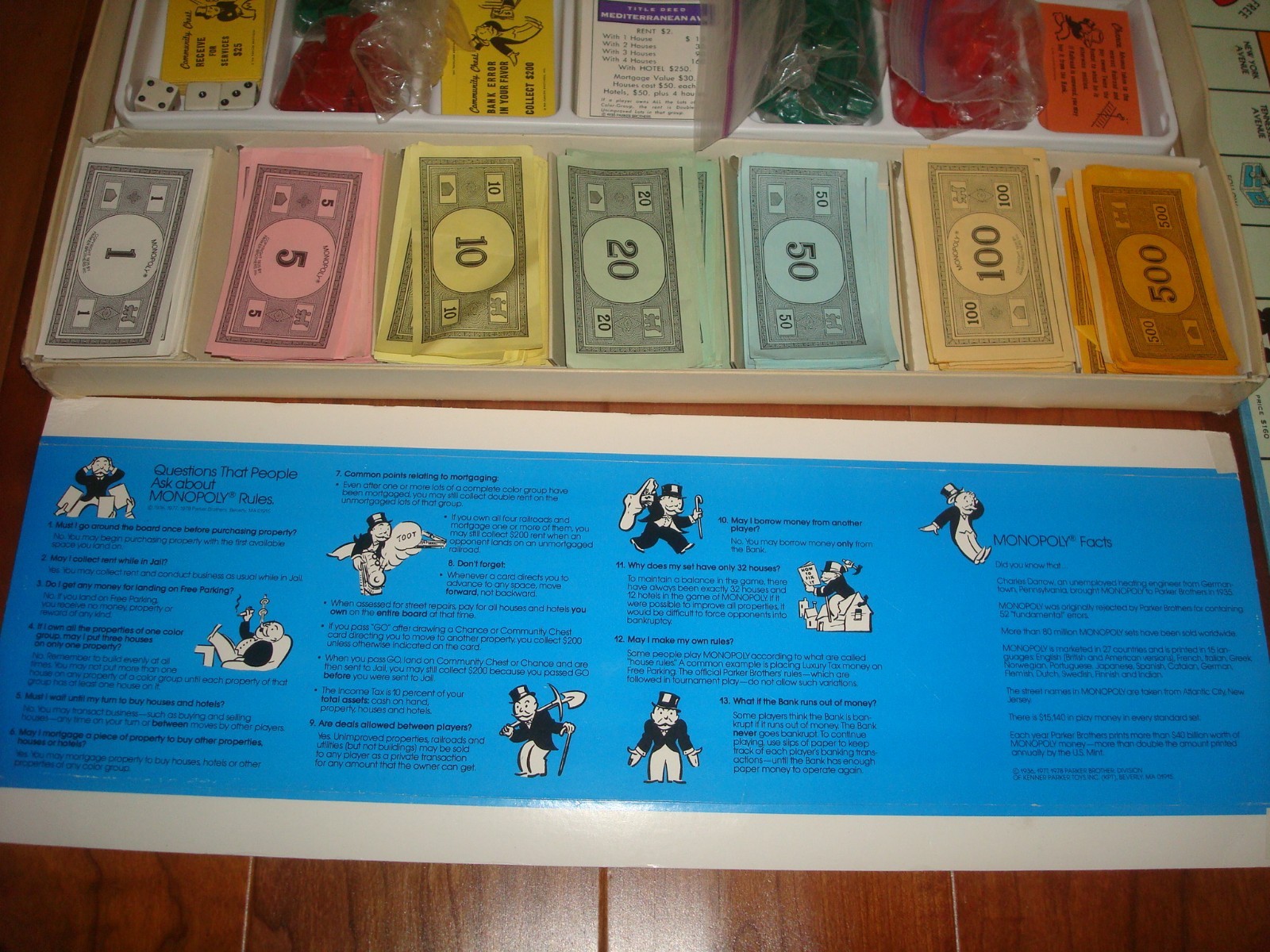Vintage Monopoly Board Game Set Extra Tokens Money Ship - 