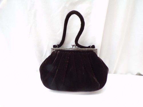 Talbots Black Velvet Rhinestone Purse Clutch Handbag - Picture 1 of 8