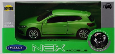 WELLY VW VOLKSWAGEN SCIROCCO GREEN 1:34 DIE CAST METAL MODEL NEW IN BOX