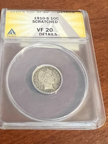 1910-S Barber Dime VF 20 Scratched