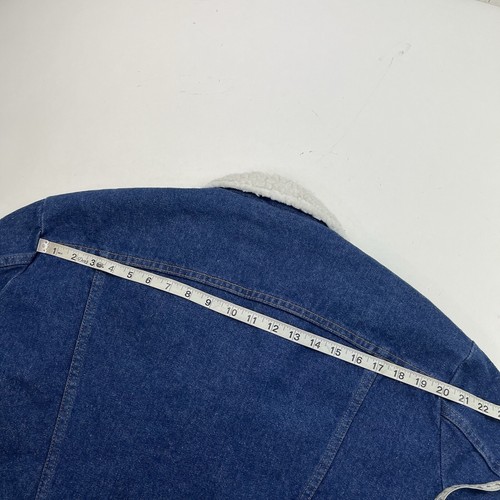 Vintage Wrangler Made USA Sherpa Lined Denim Trucker Jacket LARGE RANCH Western - Picture 11 of 13