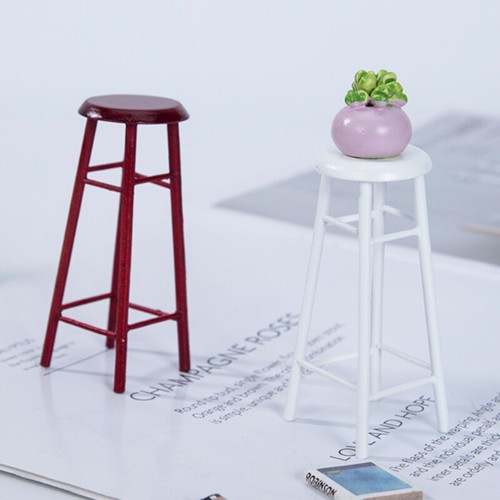 1:12 Scale Dollhouse Miniature Furniture Flower Shelves High-legged Stools Rack