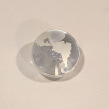 Sphere Earth Etched Glass World Globe Paperweight