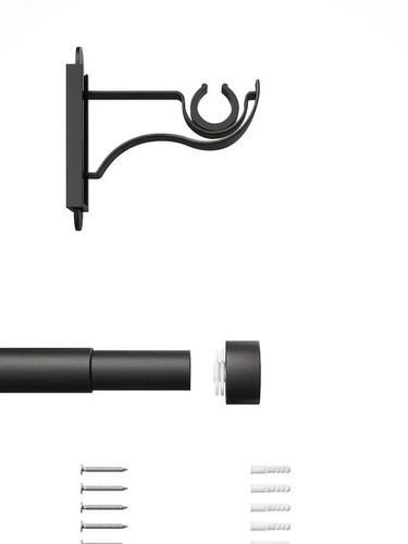 Poste de cortina extensible Klick Fit | Acabados de tachuelas | Negro mate | 71-120 cm - Imagen 3 de 5