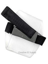 Arm Band ID Badge Holder Vertical with Elastic BLACK Strap - Pack of 100