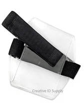 Arm Band ID Badge Holder Vertical with Elastic BLACK Strap - Pack of 100