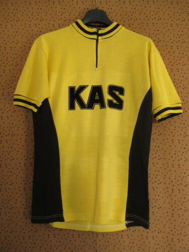 Maillot Cycliste vintage Team KAS Jaune Cycles Acrylique 70&#039;S jersey - M