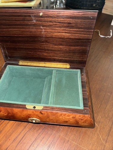 Vtg San Francisco Music Box Co Burl Wood Jewelry Music Box Romance Italy - Picture 14 of 16