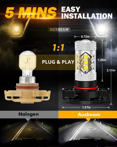Kit de bombillas antiniebla LED AUXBEAM 5202/H16 6000K lámpara blanca 50W alta potencia - Imagen 10 de 11