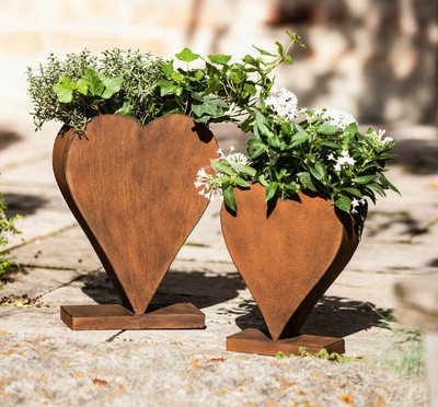 Pflanzer "Rostherz", stehend, 2er Set, Pflanzkübel , Blumentopf