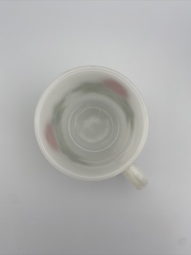 Lot of 2 Vintage 1970’s Glasbake Milk Glass Mugs, Red Rose, Have A Nice Day - Picture 5 of 12