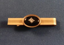 Vintage Onyx & Gemstone Tie Clip - Gold Tone