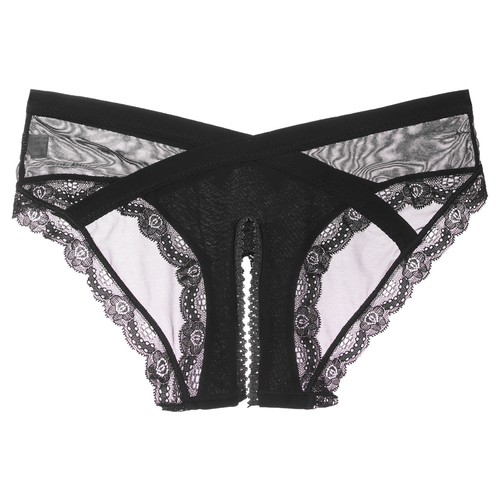 UK Mens Sissy See-Through Mesh Underwear Crotchless Low Rise Lace Trim Briefs - Picture 43 of 115