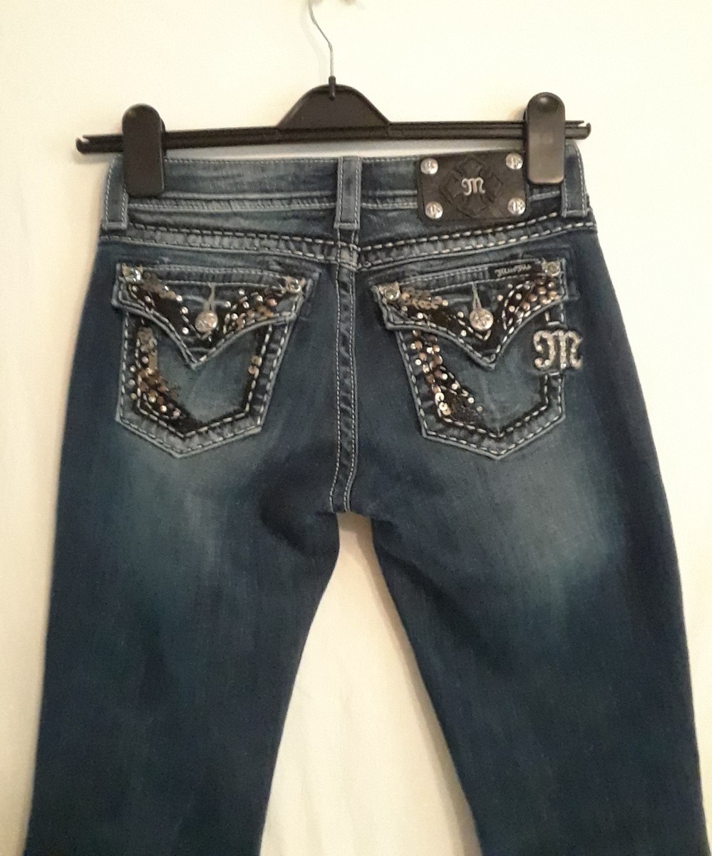 Miss Me Easy Boot Ultra Low 5 Pocket Bling Jeans Size 25