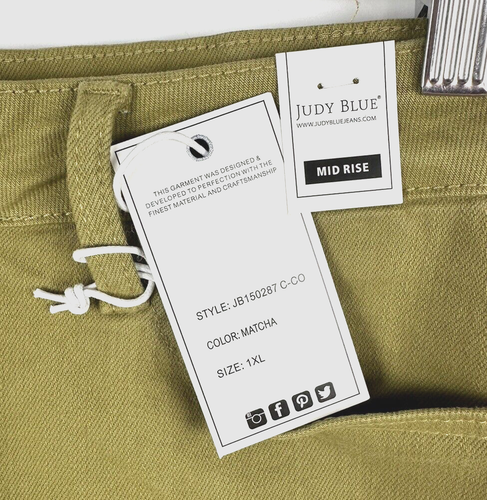 Nuevo con etiquetas Judy Blue Garment teñido dobladillo deshilachado corto 1X 14W 16W Matcha elástico denim - Imagen 4 de 12