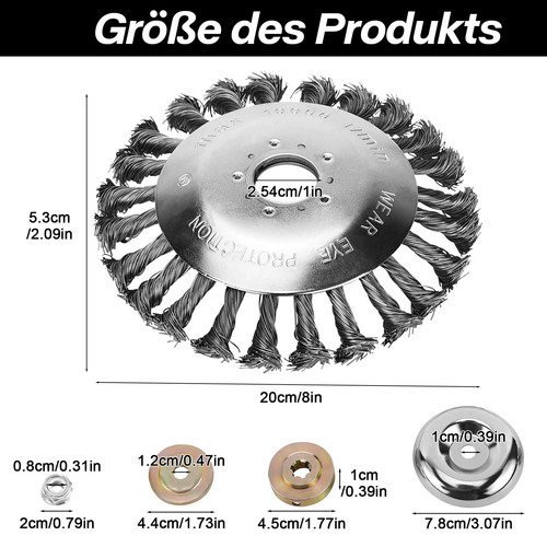 25,4x200mm Für Stihl Motorsense Mähkopf Bohrung Prof Unkrautbürste Freischneider - Bild 2 von 10