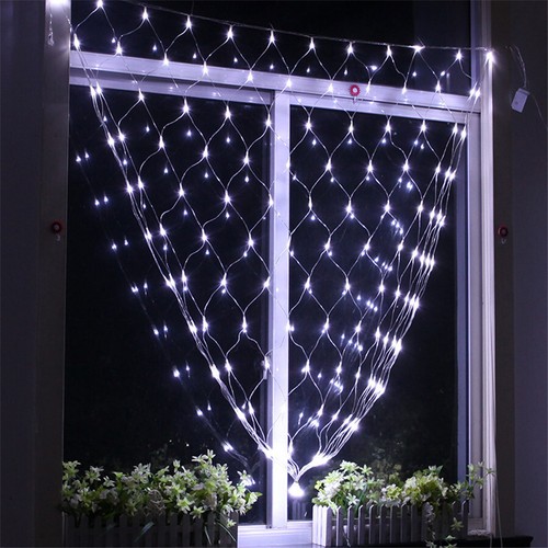 White Light Solar Powered Outdoor Courtyard Net Lights 96 LED Mesh String Lights - Picture 10 of 12