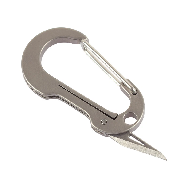 TC4 Titanium Key chain Carabiner w/ Cutter Knife EDC Outdoor