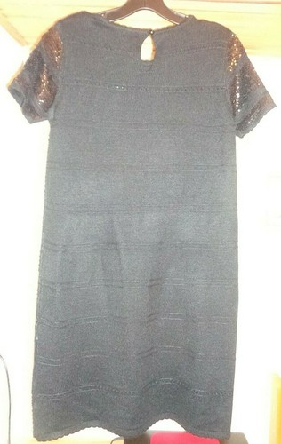 CATHERINE MALANDRINO BLACK SEQUINED FRONT "OLIVE" KNIT DRESS NWT $188 SZ S - Imagen 9 de 10