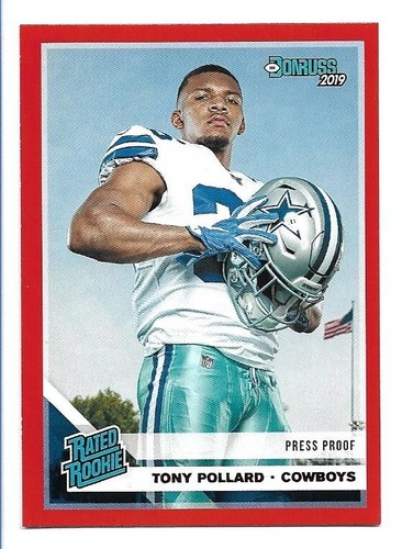 Donruss Press Proof 2019 clasificación roja novato RC #337 Tony Pollard Dallas Cowboys - Imagen 1 de 2