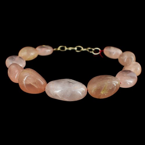 Superb Pattern Pink Rose Quartz 181.00 Cts Beaded Dazzling Bracelet VK 49 E680 - Picture 2 of 3