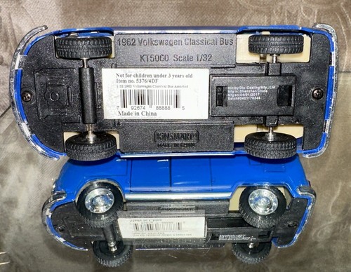 Kinsmart 5 In. VW 1962 Volkswagen Bus Pull-n-Go Diecast Model Toy 1:32 Blue EUC - Picture 12 of 16