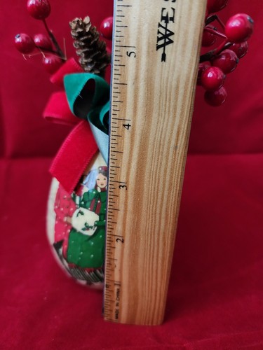 Vintage Tema Navidad Huevos Grandes Reales Arte Cerezas Cintas Rojas y Verdes Bellotas - Imagen 2 de 3