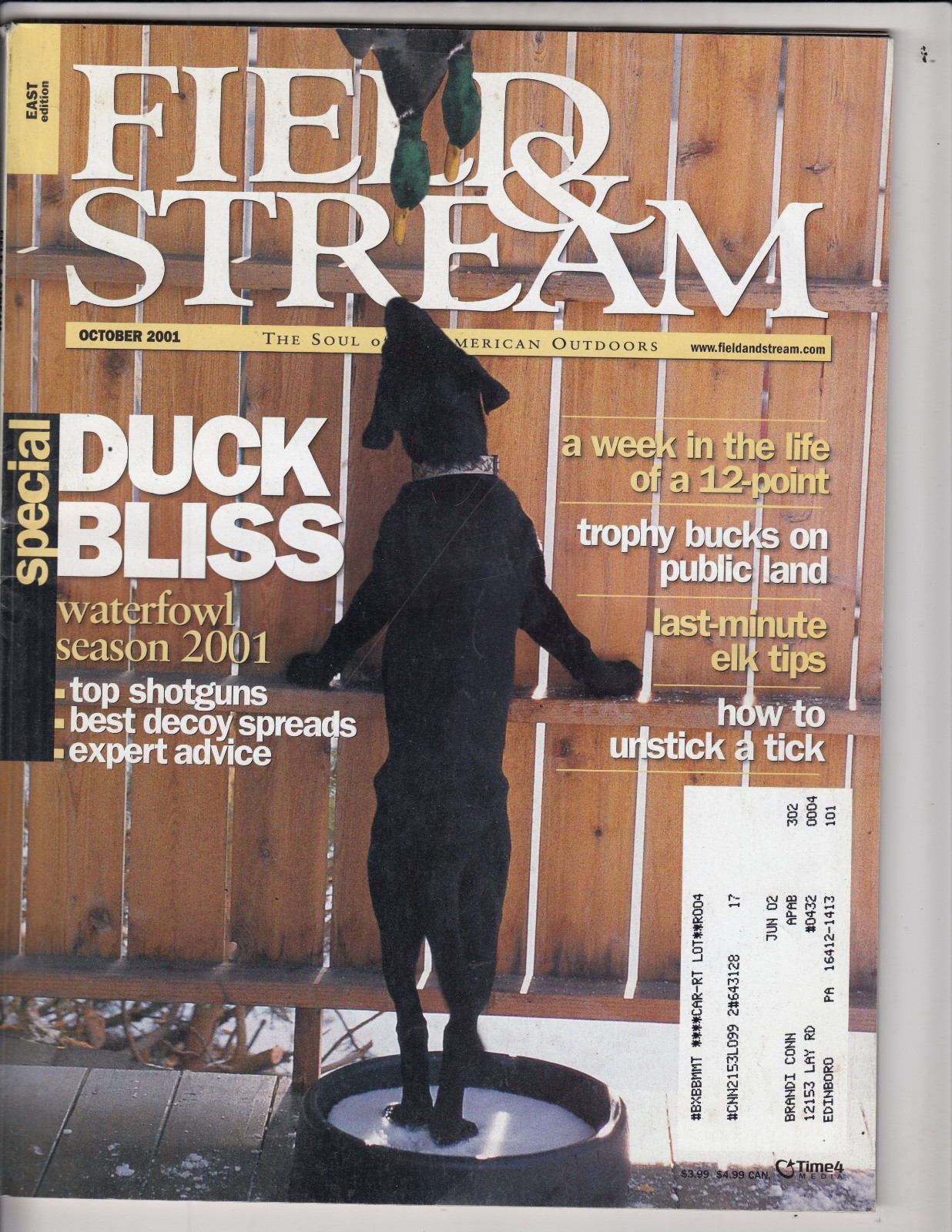 FIELD & STREAM MAGAZINE HOW TO UNSTICK A TICK OCT. 2001 , Duck Bliss /f6 eBay
