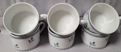 ONEIDA GAIETY VINTAGE 1998 SET OF 6 FLAT CUPS HTF COFFEE CUPS 2 3/8'' TALL