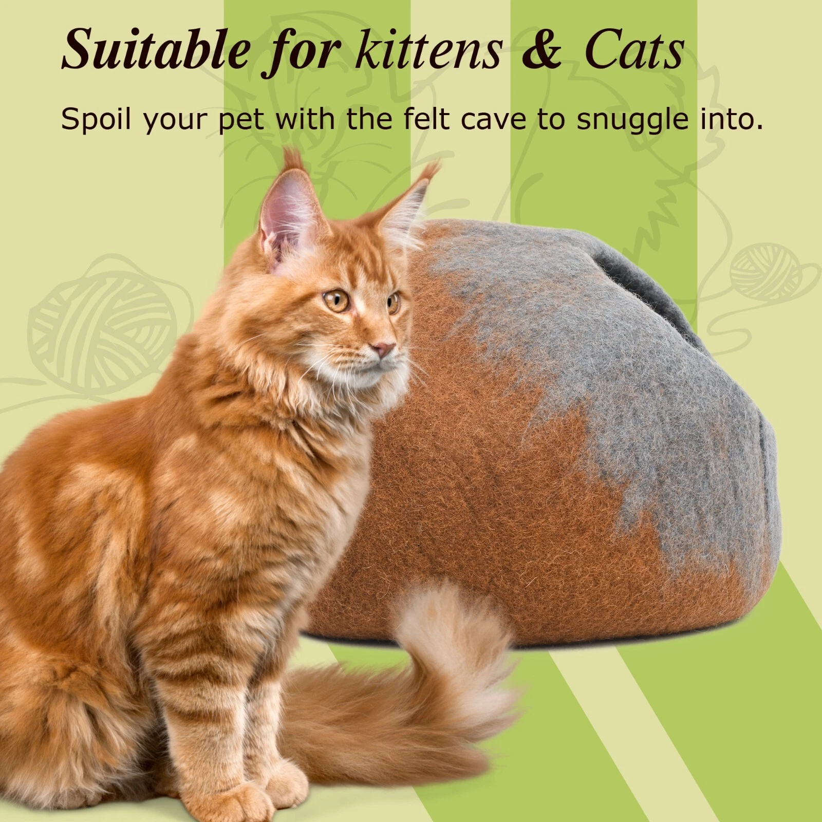 Handmade Cat Cave |Cozy Wool Cat Bed| Modern Felted Cat House /Pet Beds
