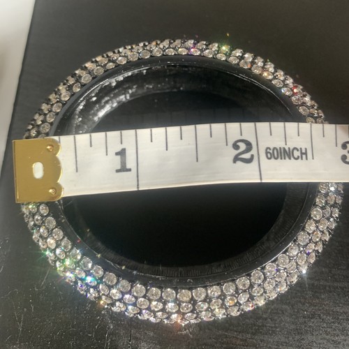 Betsey Johnson Jet Black Crystal Bangle Bracelet 6.25" Formal Party Bling - Picture 10 of 12