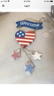 Avon americana decorative accent heart flag welcome Dangling Stars Wooden