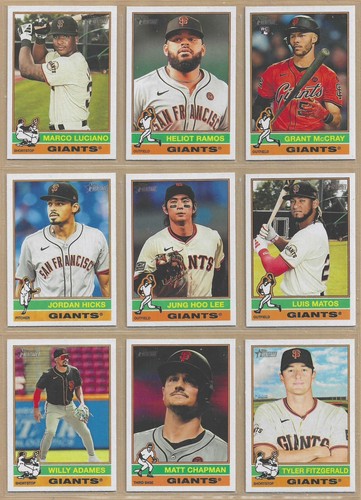2025 Topps Heritage SAN FRANCISCO GIANTS Base Team Set of (14) Mays Ott Adames + - Picture 1 of 2