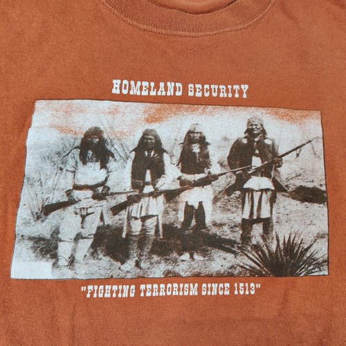 Vintage ANVIL 90's Homeland Security Terrorism S/S Cotton T-Shirt Large 1513 - Picture 4 of 10