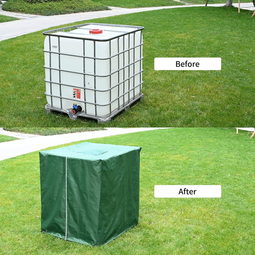 Cubierta de bolso Ibc con cremallera verde 275 galones exterior barril de lluvia tanque de agua para 1000 l - Imagen 5 de 12