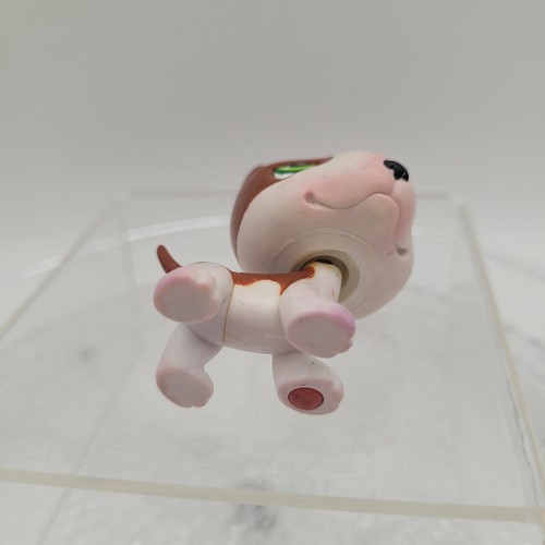 Vintage Littlest Pet Shop Brown White Bull Terrier Puppy Dog Green Eyes # 154 - Foto 10 di 10