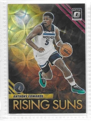 Anthony Edwards 2023-24 Donruss Optic #5 Rising Suns Red Gold Scope 62/99 - Bild 1 von 2