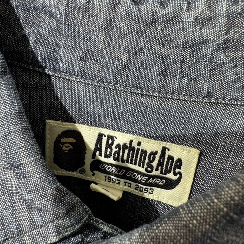 A Bathing Ape Denim Shirt High Quality Thick Fabric Rare Design Size M - Picture 3 of 9