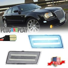 2x Clear Ice Blue Led Front Side Marker Lights For 2005-2010 Chrysler 300 300c