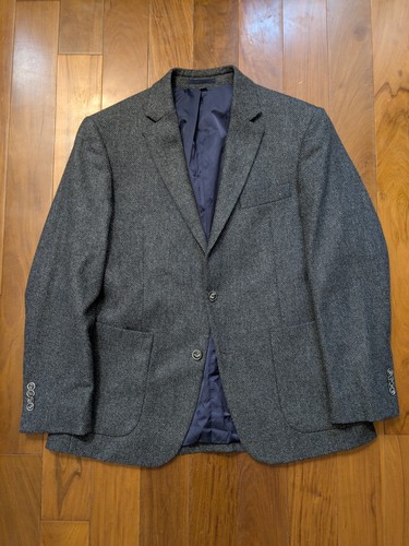 Unstructured 100% Wool Tweed 20x27 38s Blazer Sport Coat Jacket Patch Pockets - Picture 2 of 13