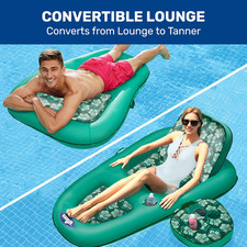 Aqua Campania Ultimate 2-In-1 Pool Float Lounge   Extra Large   Inflatable Po...
