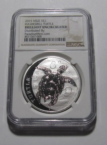 2015 Niue Hawksbill Turtle (1 oz. .999 Silver) - NGC BU Condition - 218SA