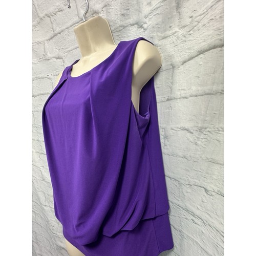 Römische lila Bluse Größe 14 Plissee Ausschnitt Party Anlass Blase Top dehnbar - Bild 4 von 6